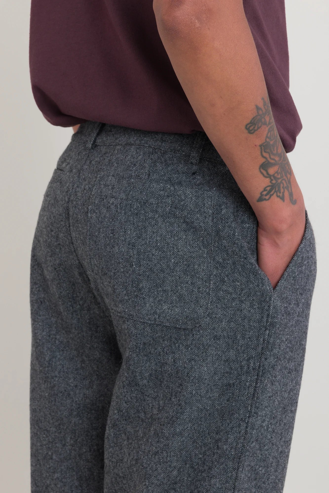 Wide Fit Trouser - Charcoal Wool Melange