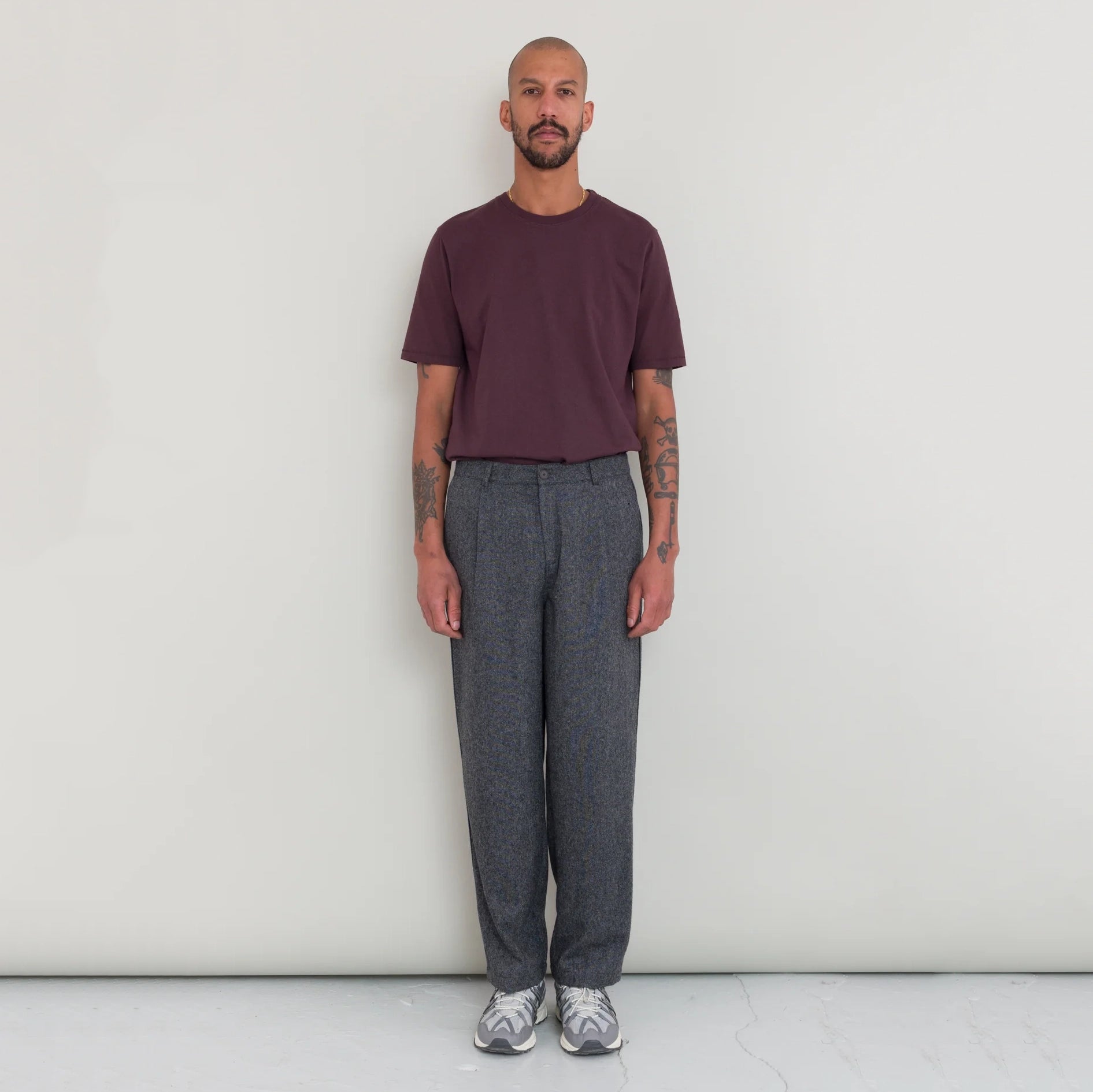 Wide Fit Trouser - Charcoal Wool Melange