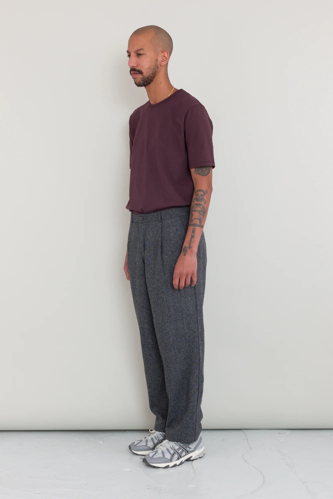 Wide Fit Trouser - Charcoal Wool Melange