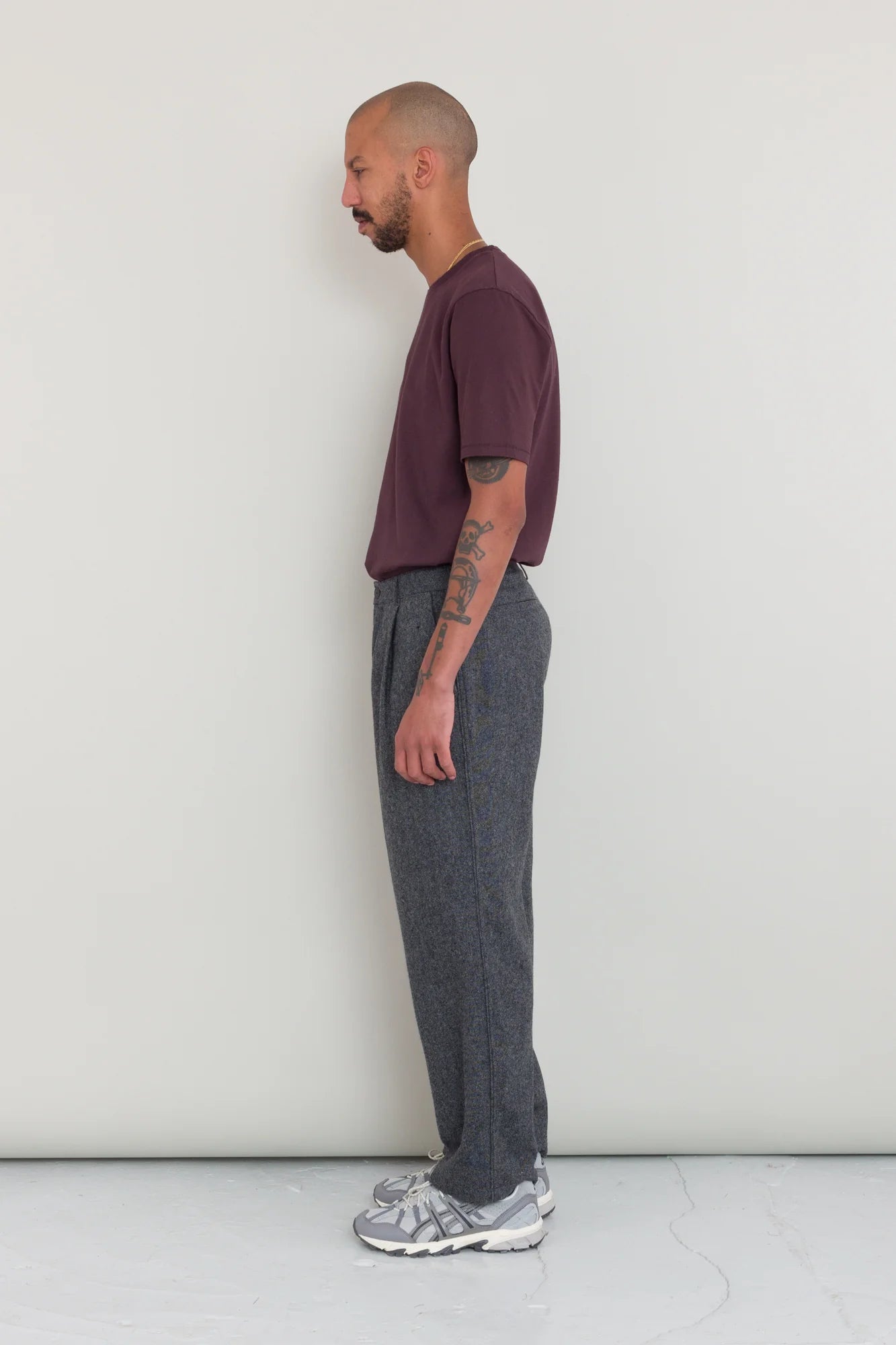 Wide Fit Trouser - Charcoal Wool Melange