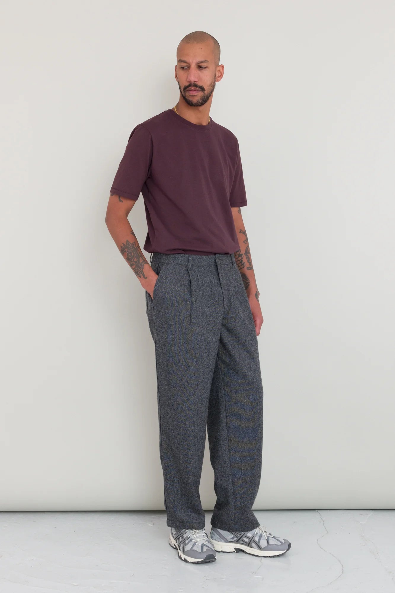 Wide Fit Trouser - Charcoal Wool Melange