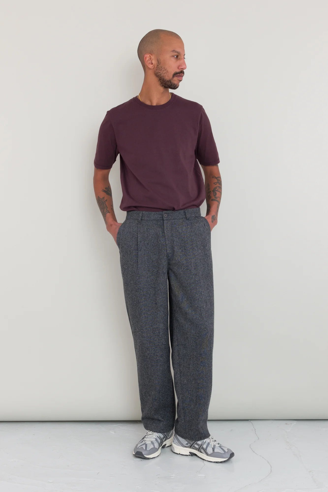 Wide Fit Trouser - Charcoal Wool Melange