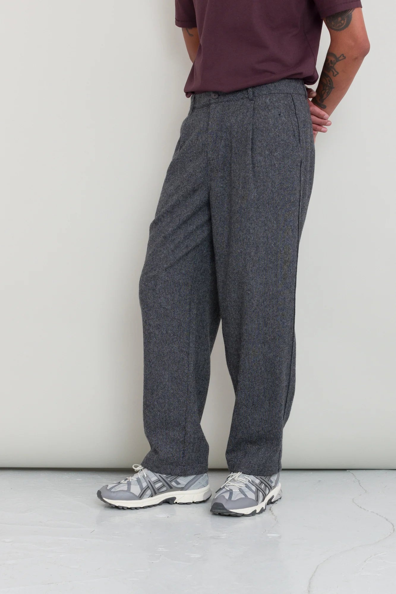 Wide Fit Trouser - Charcoal Wool Melange