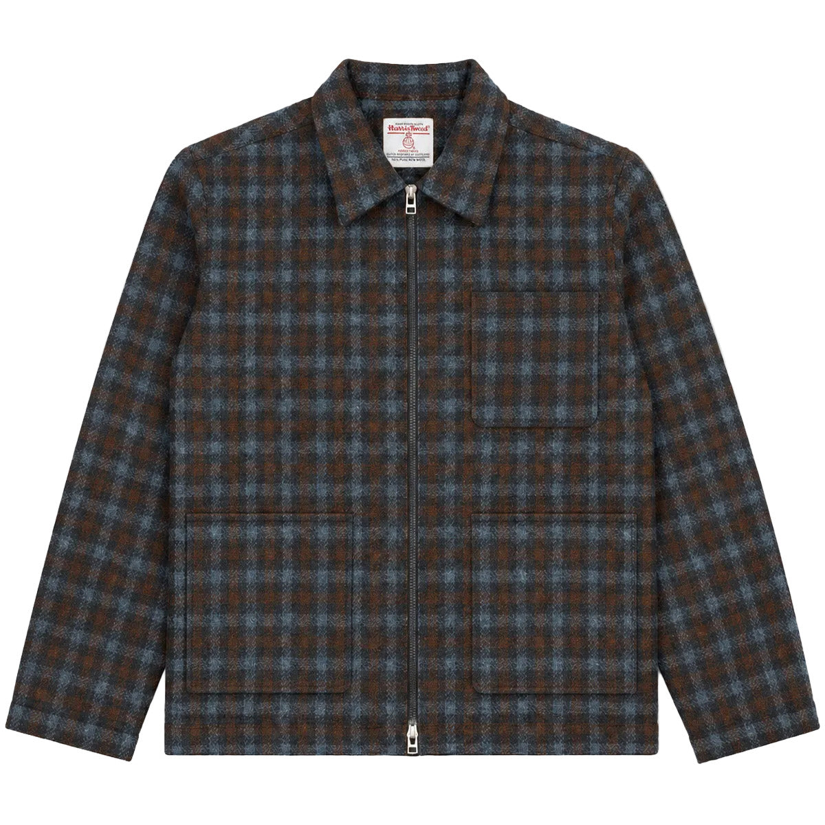 UW x Frontiers Ltd Edition Zip Overshirt - Brown/Grey Check Harris Tweed