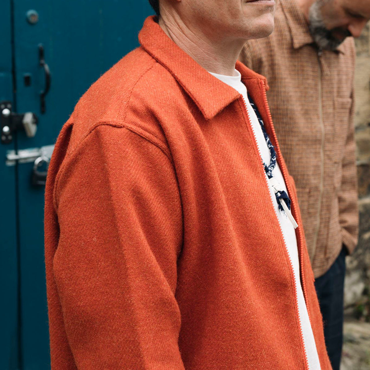 UW x Frontiers Ltd Edition Zip Overshirt - Orange Harris Tweed