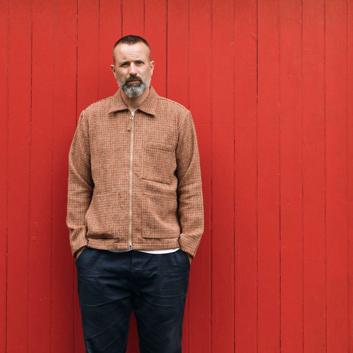 UW x Frontiers Ltd Edition Zip Overshirt - Rust Check Harris Tweed