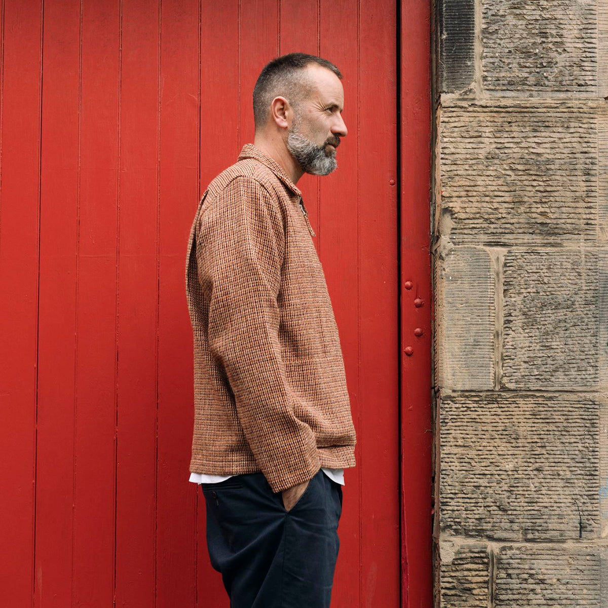 UW x Frontiers Ltd Edition Zip Overshirt - Rust Check Harris Tweed