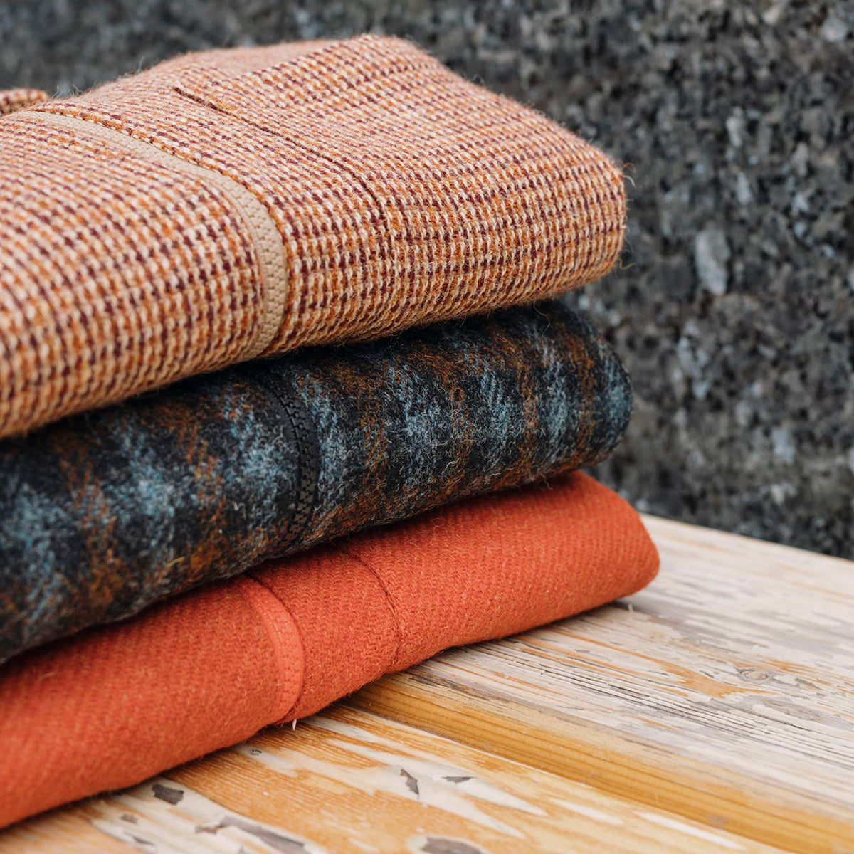 UW x Frontiers Ltd Edition Zip Overshirt - Rust Check Harris Tweed