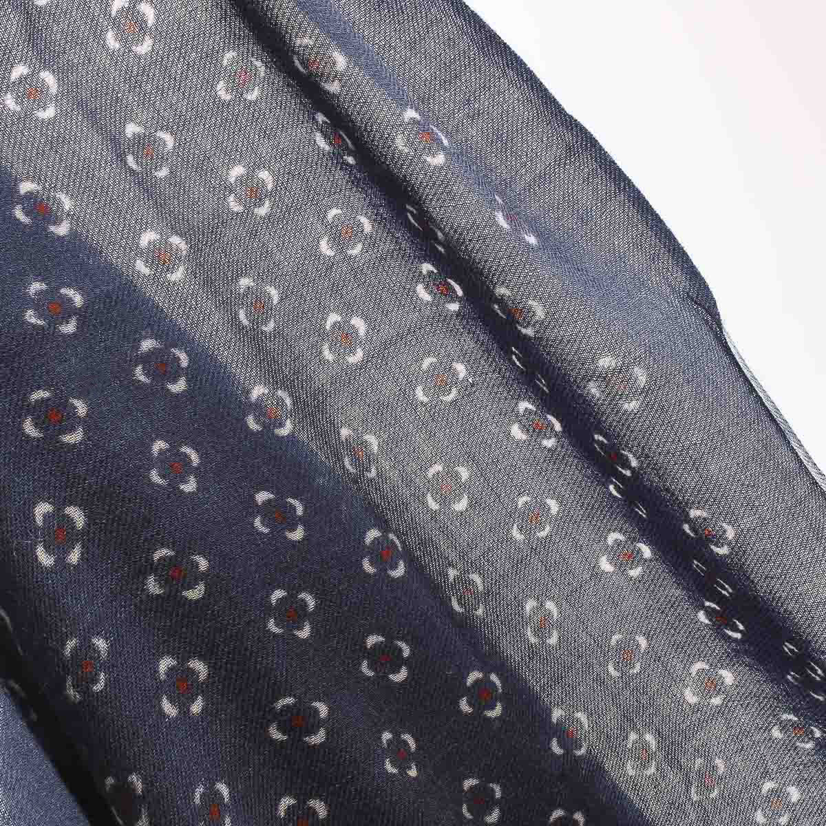 Wool Scarf 4411 - Indigo Dots #01