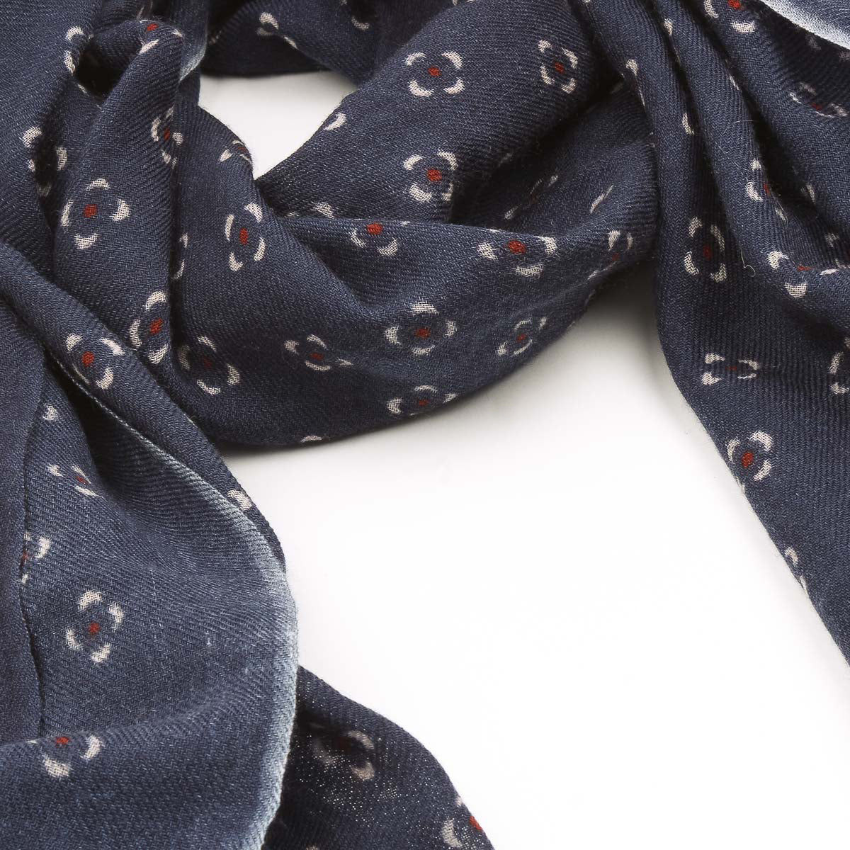 Wool Scarf 4411 - Indigo Dots #01
