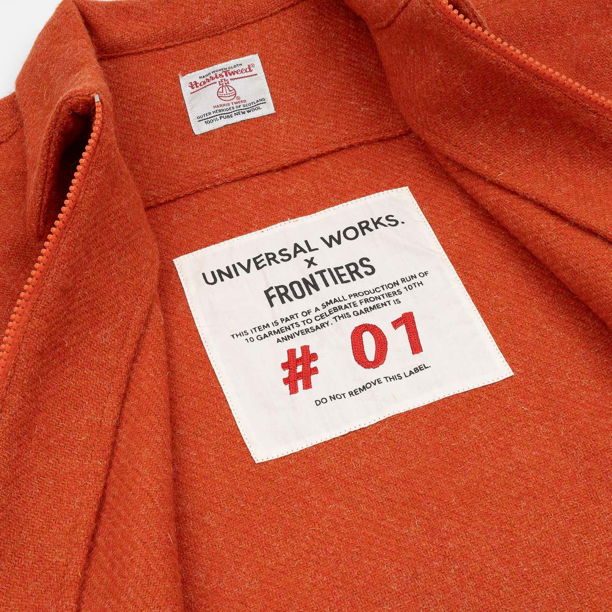 UW x Frontiers Ltd Edition Zip Overshirt - Orange Harris Tweed