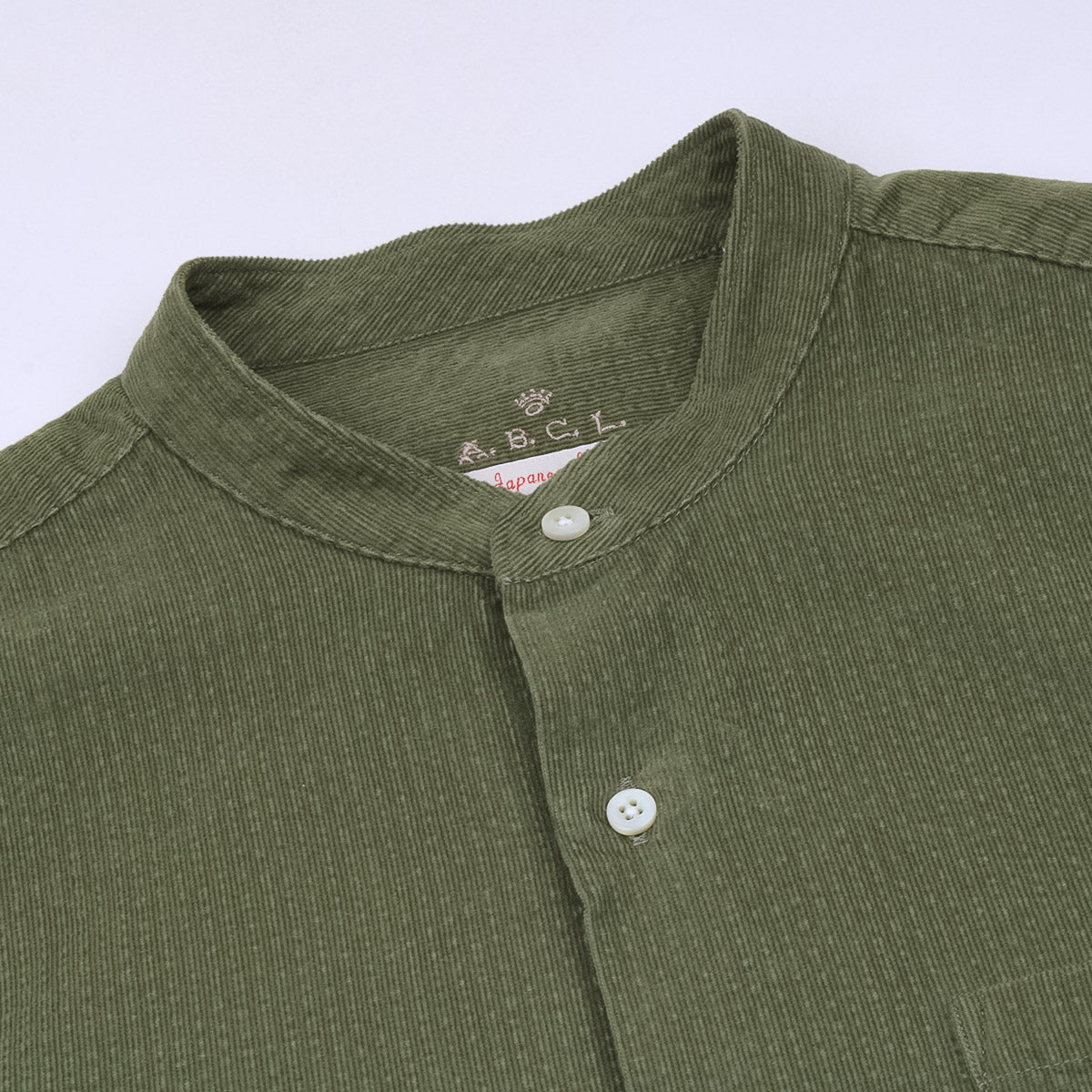 Stando Grandad Collar Needlecord Shirt 3210 - Green