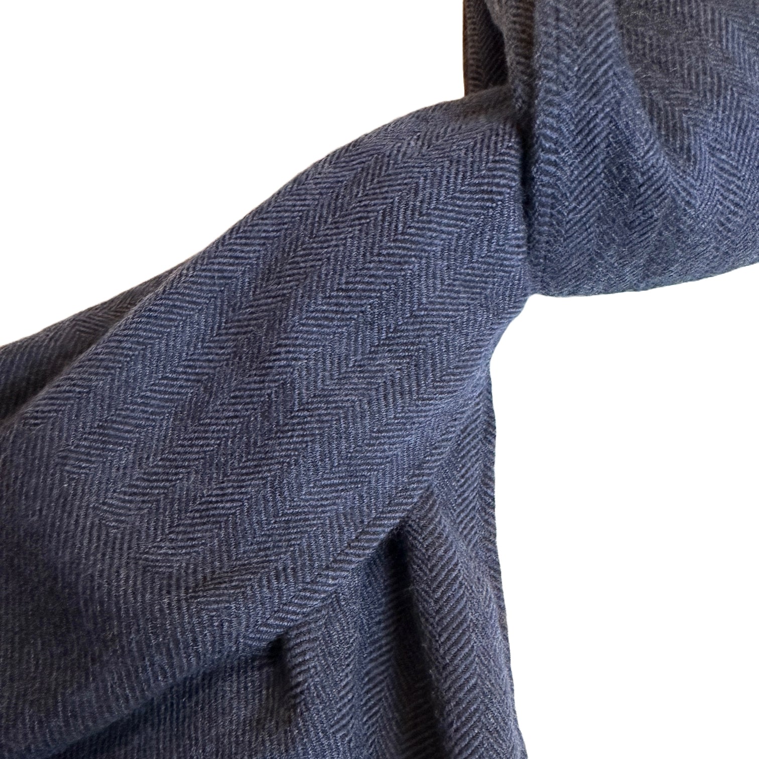 Herringbone Knitted Wool Scarf - Navy/Blue