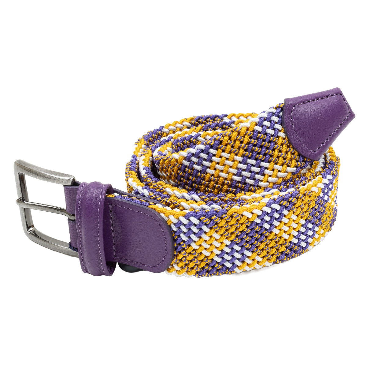 Belt - Yellow/Purple Chevron Fine Woven Elasticated