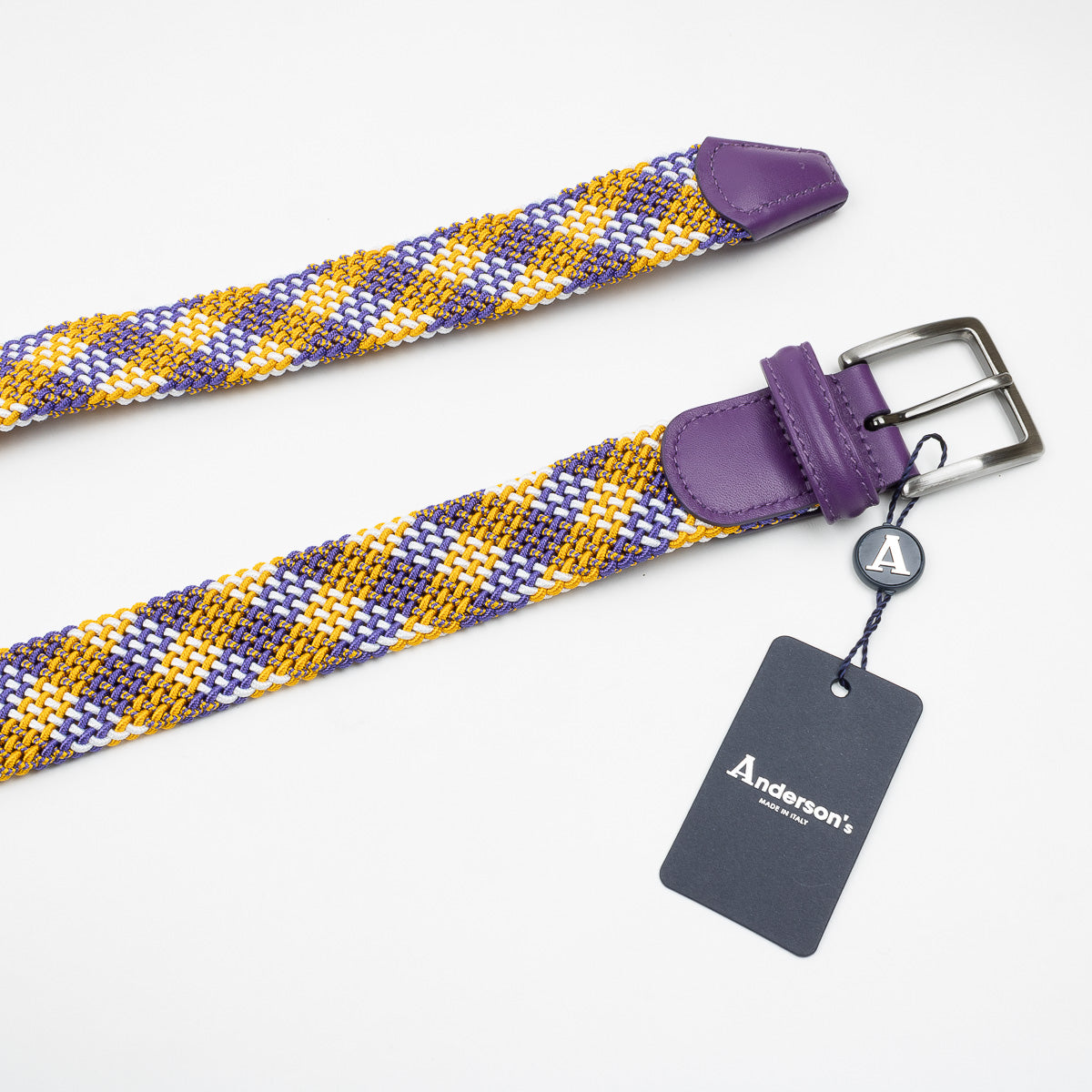 Belt - Yellow/Purple Chevron Fine Woven Elasticated