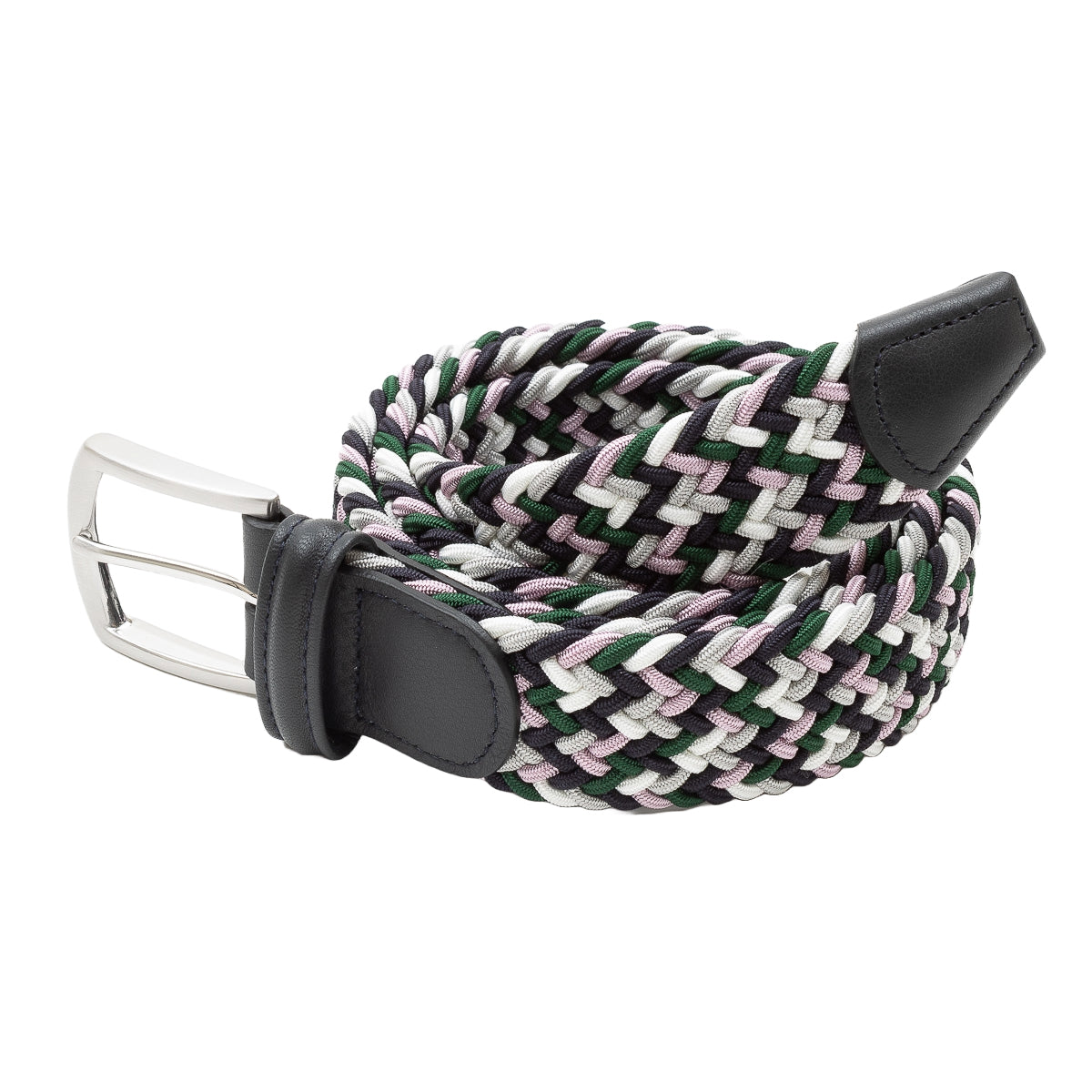 Belt - Pink/Green/White Woven Elasticated