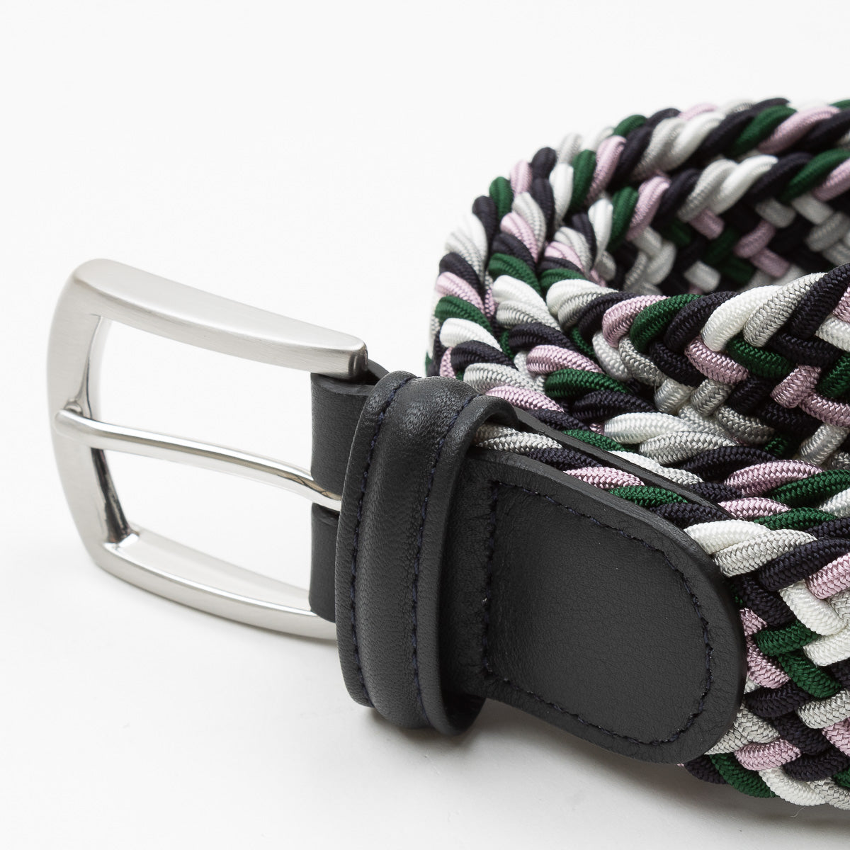 Belt - Pink/Green/White Woven Elasticated