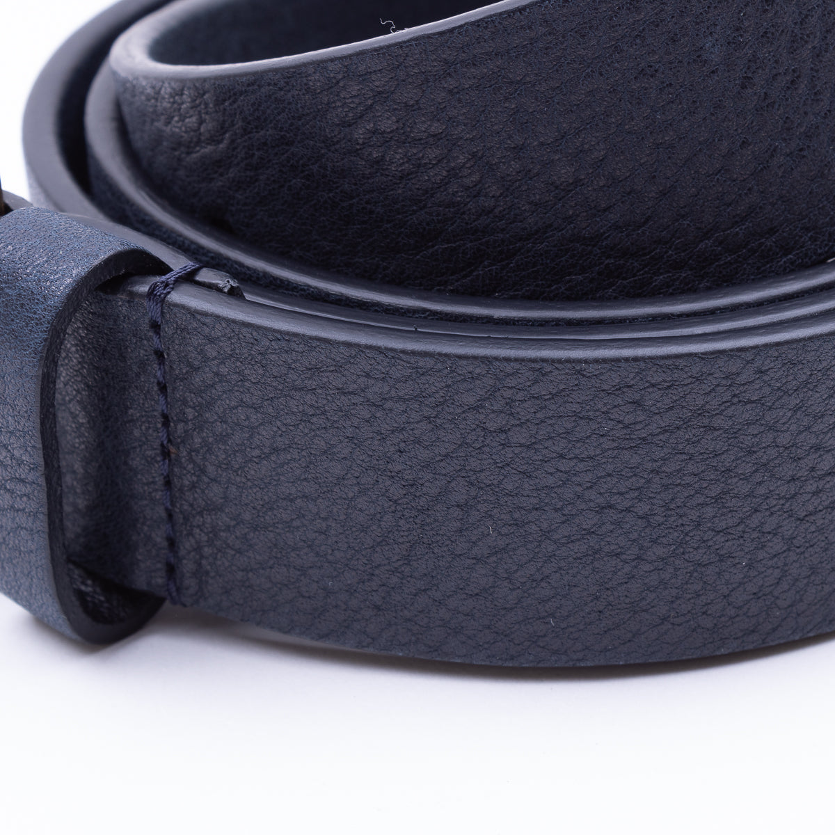 Grained Bull Calf Leather Belt - Navy