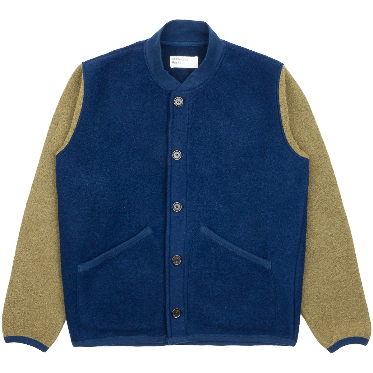 Button Front Bomber - Indigo/Lovat Wool Fleece