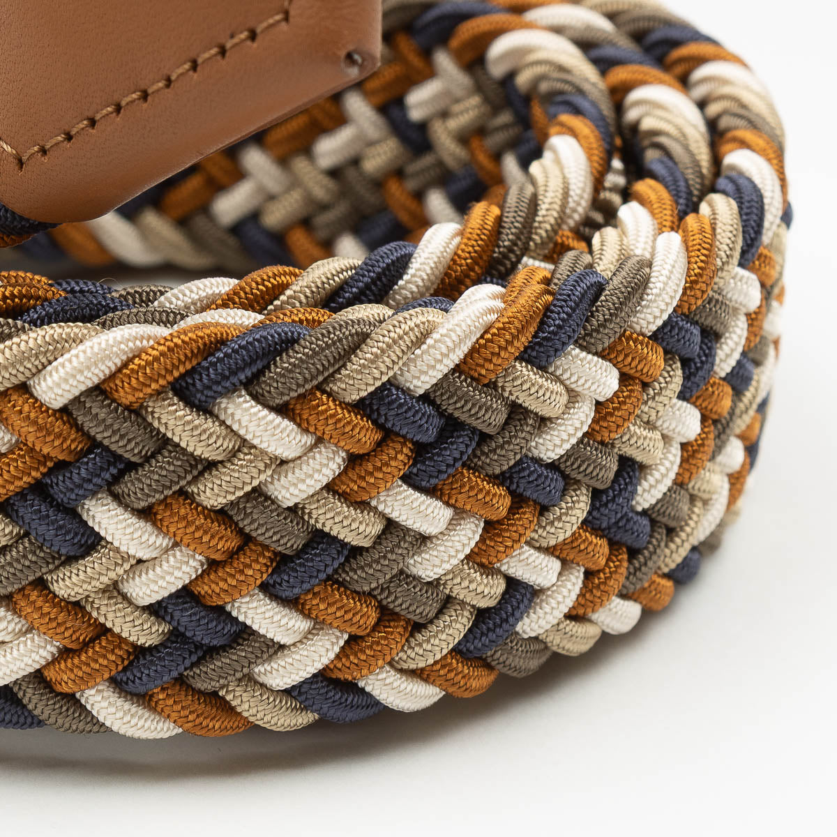 Belt - Tan/Navy Multi Woven Elasticated