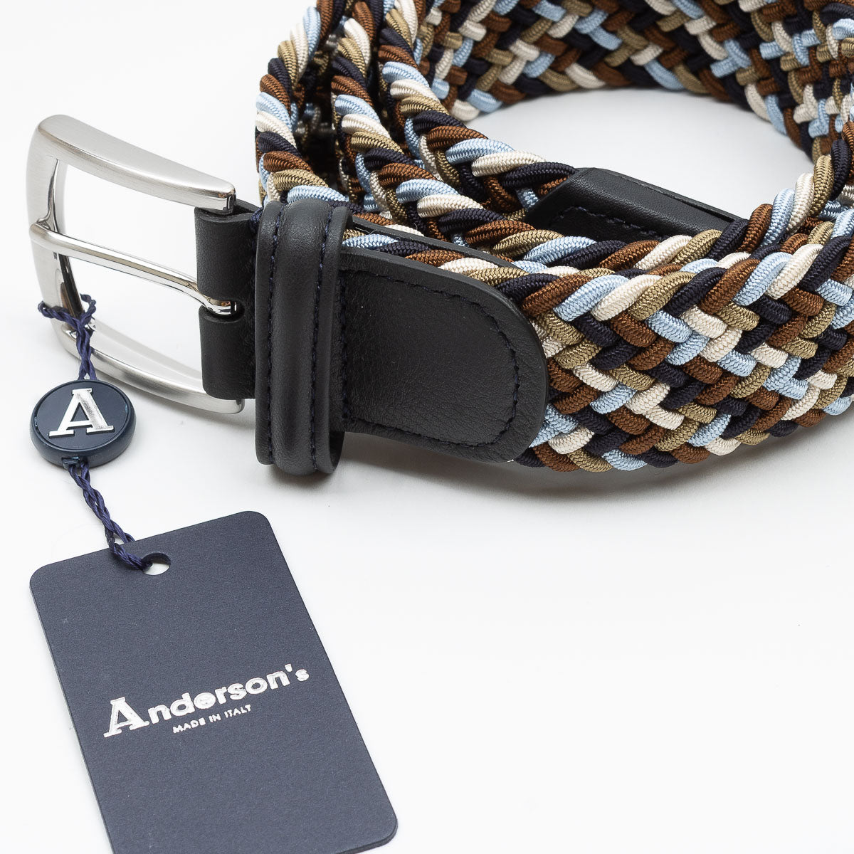 Belt - Blue/Gold/White Woven Elasticated