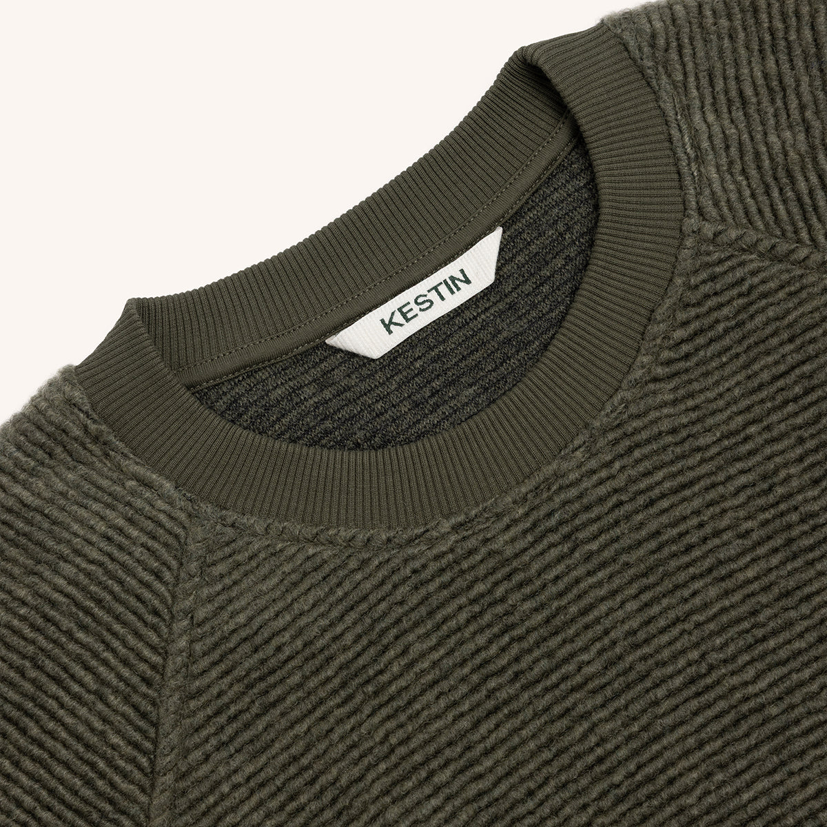 Junction Crew - Olive Ribbed Fleece