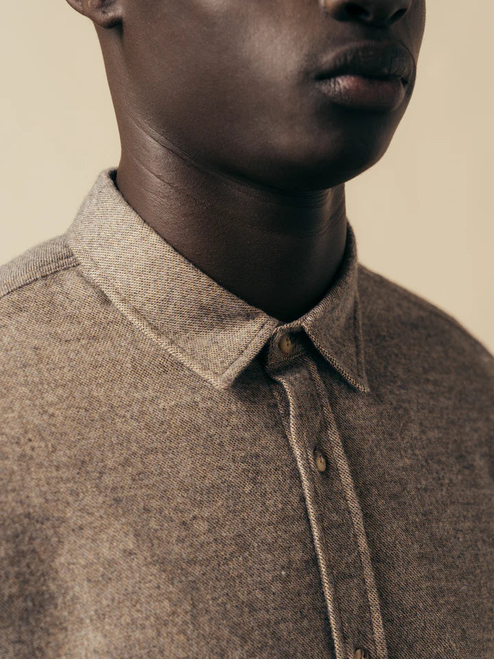 Dirleton Shirt - Peat Marl Mouline Cotton