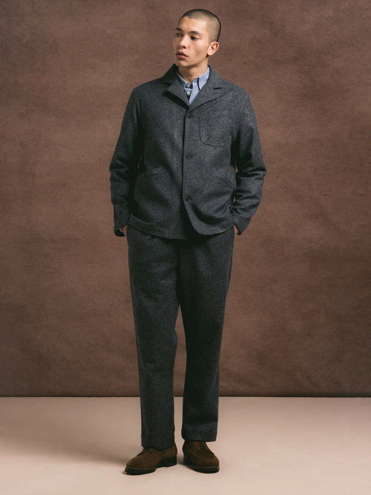Stac Blazer - Charcoal Bonded Wool Mix