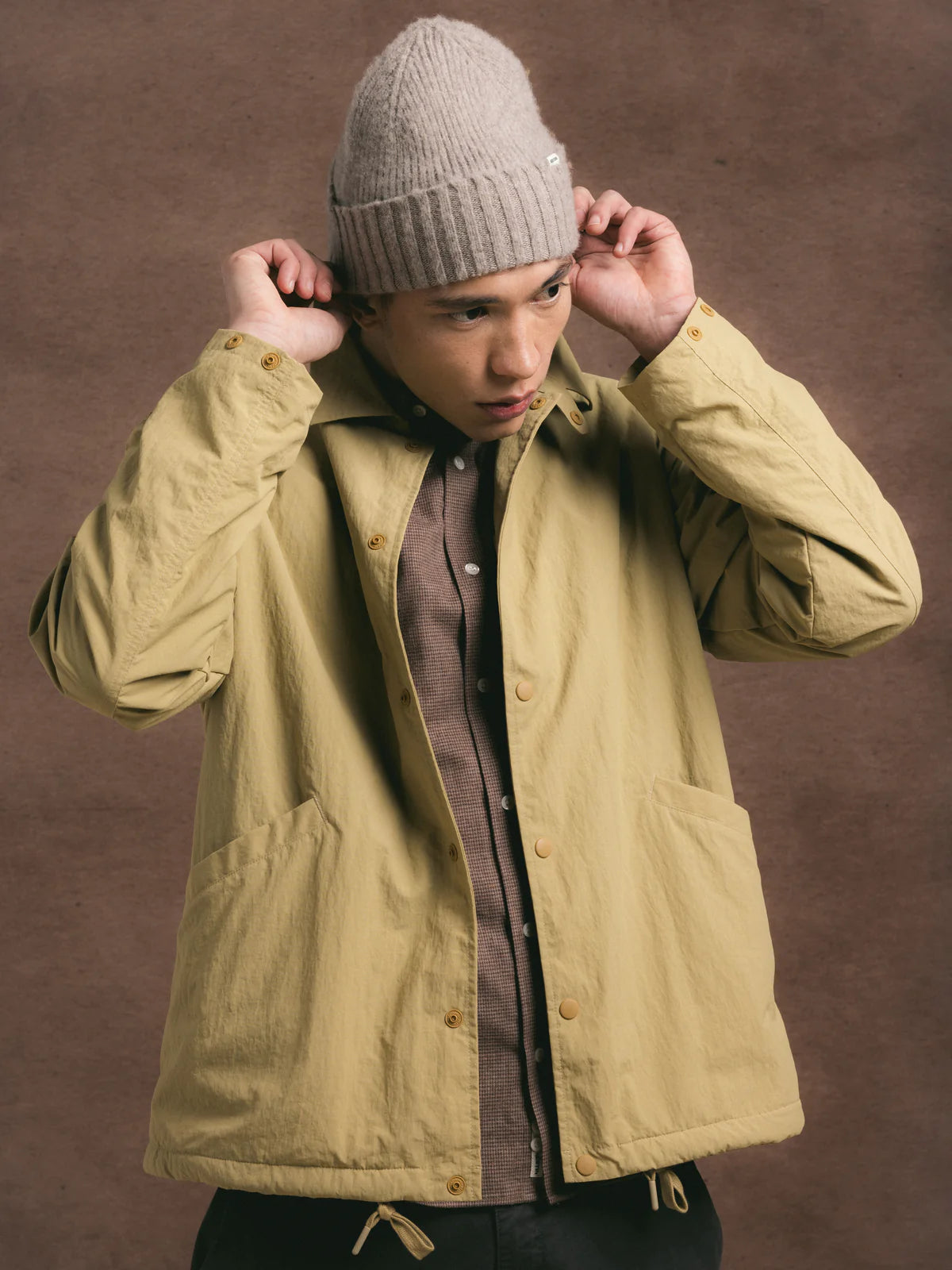 Balloch Brushed Beanie - Mushroom Lambswool