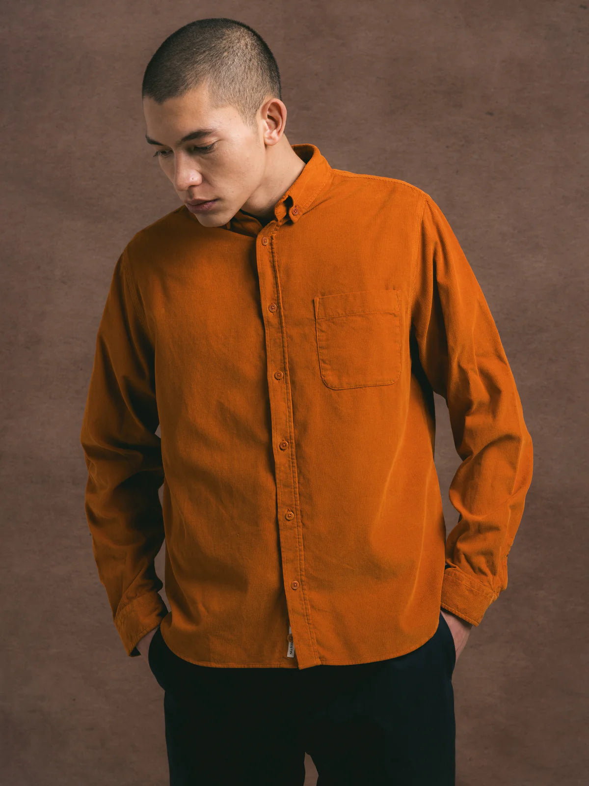 Raeburn Button Down Shirt - Burnt Orange Fine Cord
