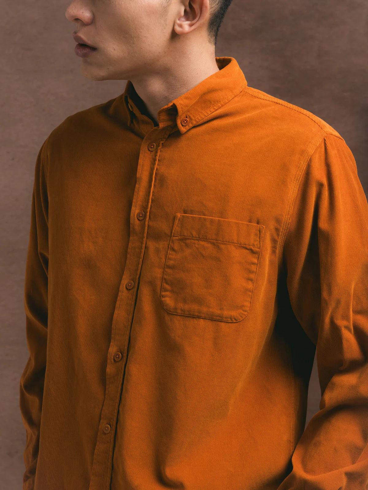 Raeburn Button Down Shirt - Burnt Orange Fine Cord