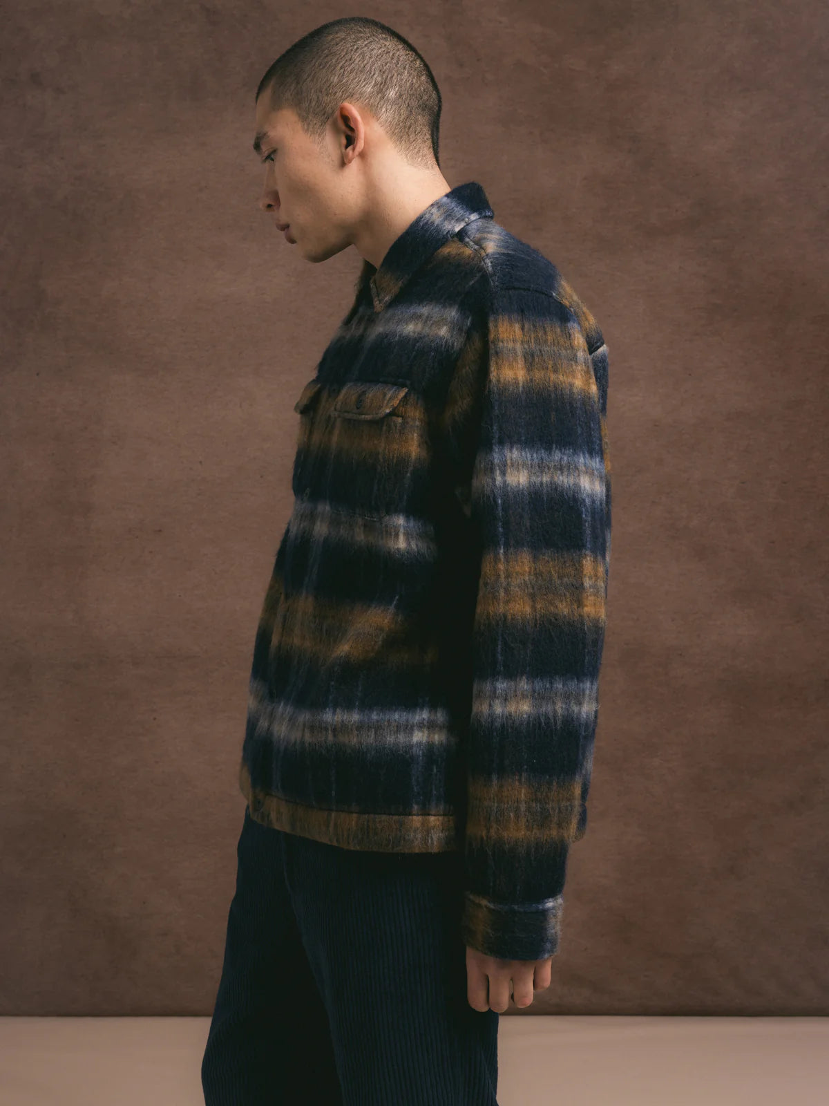 Haston Jacket - Navy Check Brushed Wool