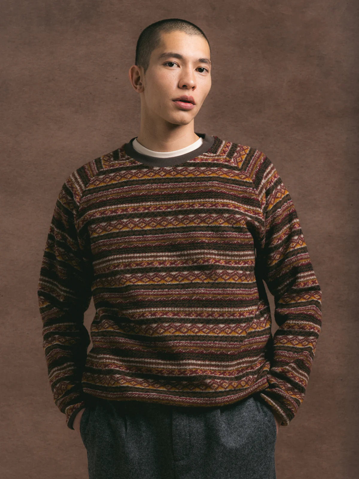 Junction Sweat - Umber Knitted Fairisle