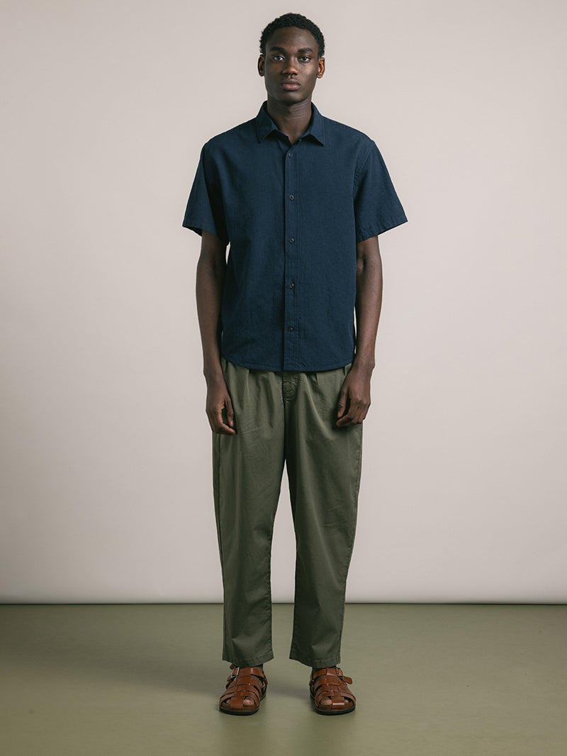 Ferness Oversized Shirt - Dark Navy Slub