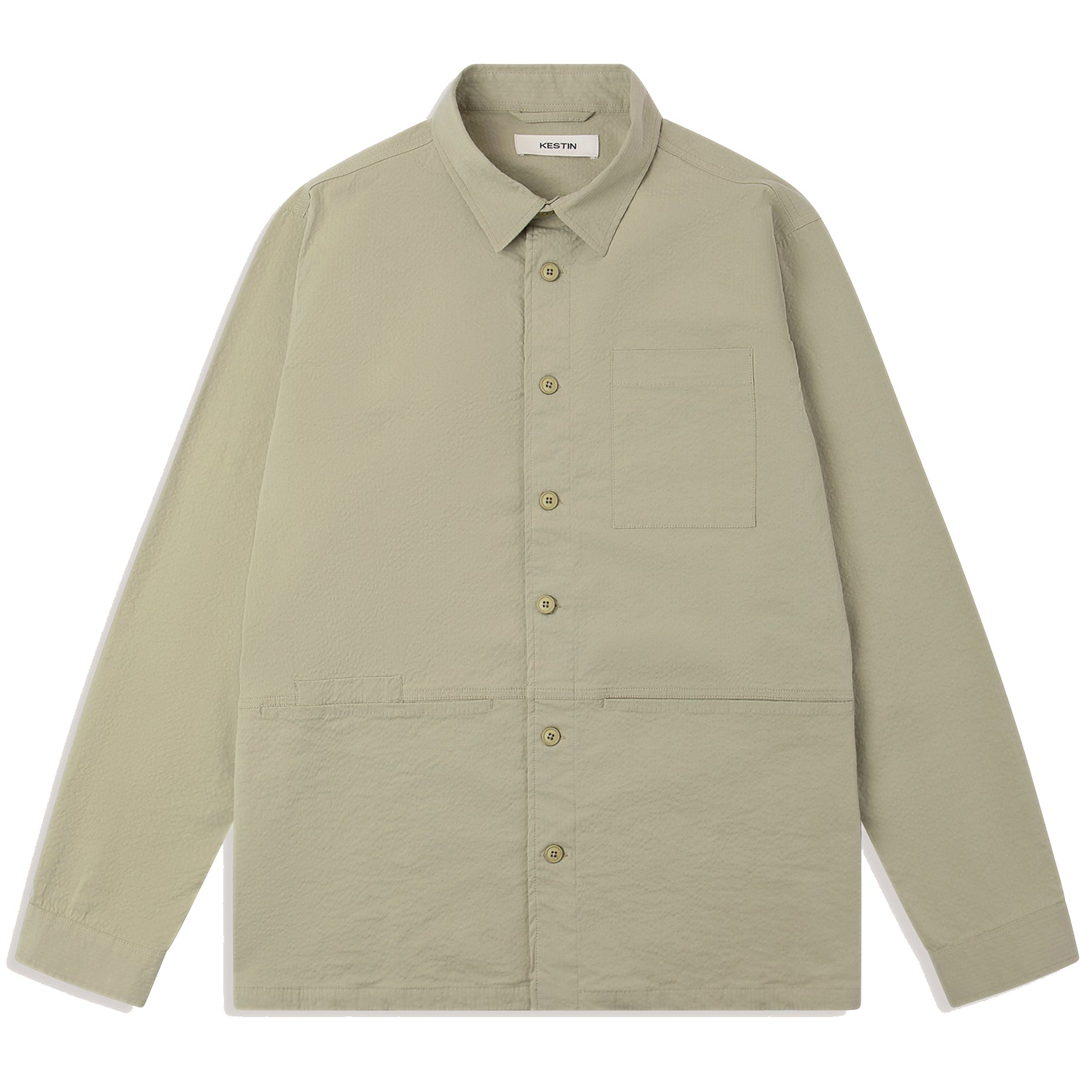 Rosyth Overshirt - Light Olive Seersucker