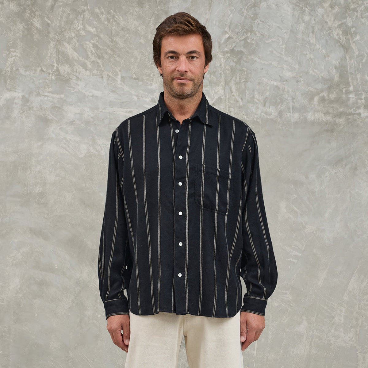 Carvalho Baggy Oversized Shirt - Black/Ecru Stripes