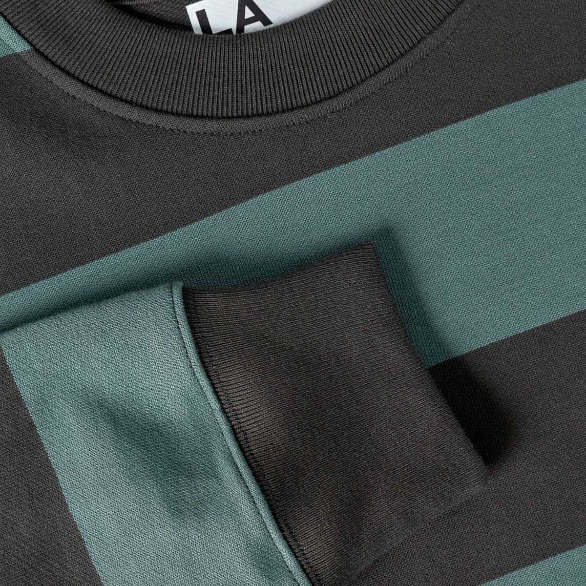 Paiva Drop Shoulder Sweatshirt - Black/Balsam Green Stripe