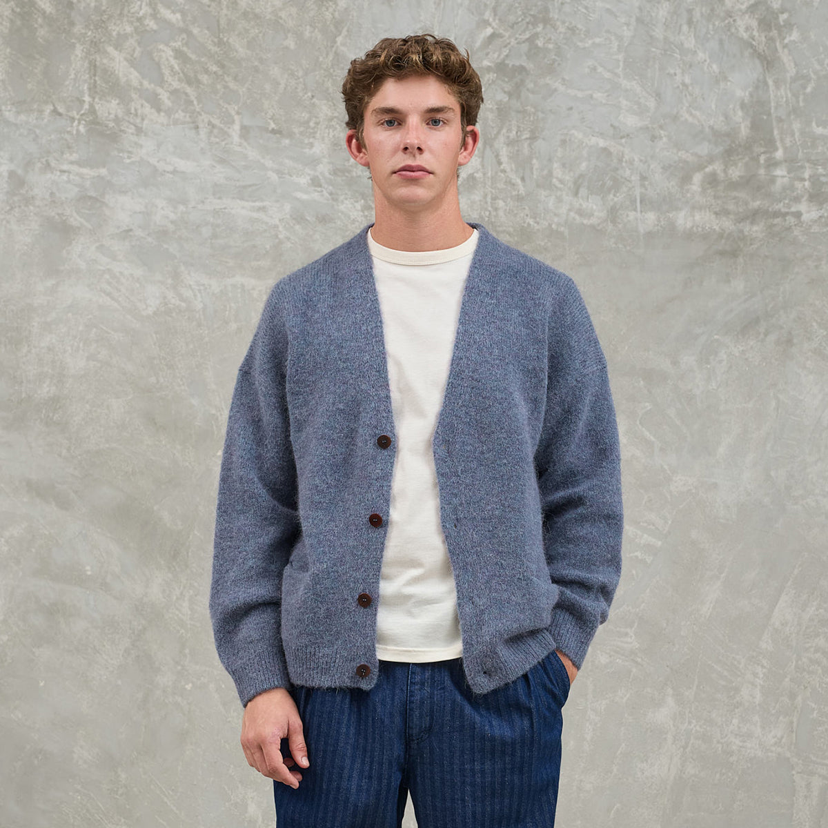 Queiroz Rib Cardigan - Blue