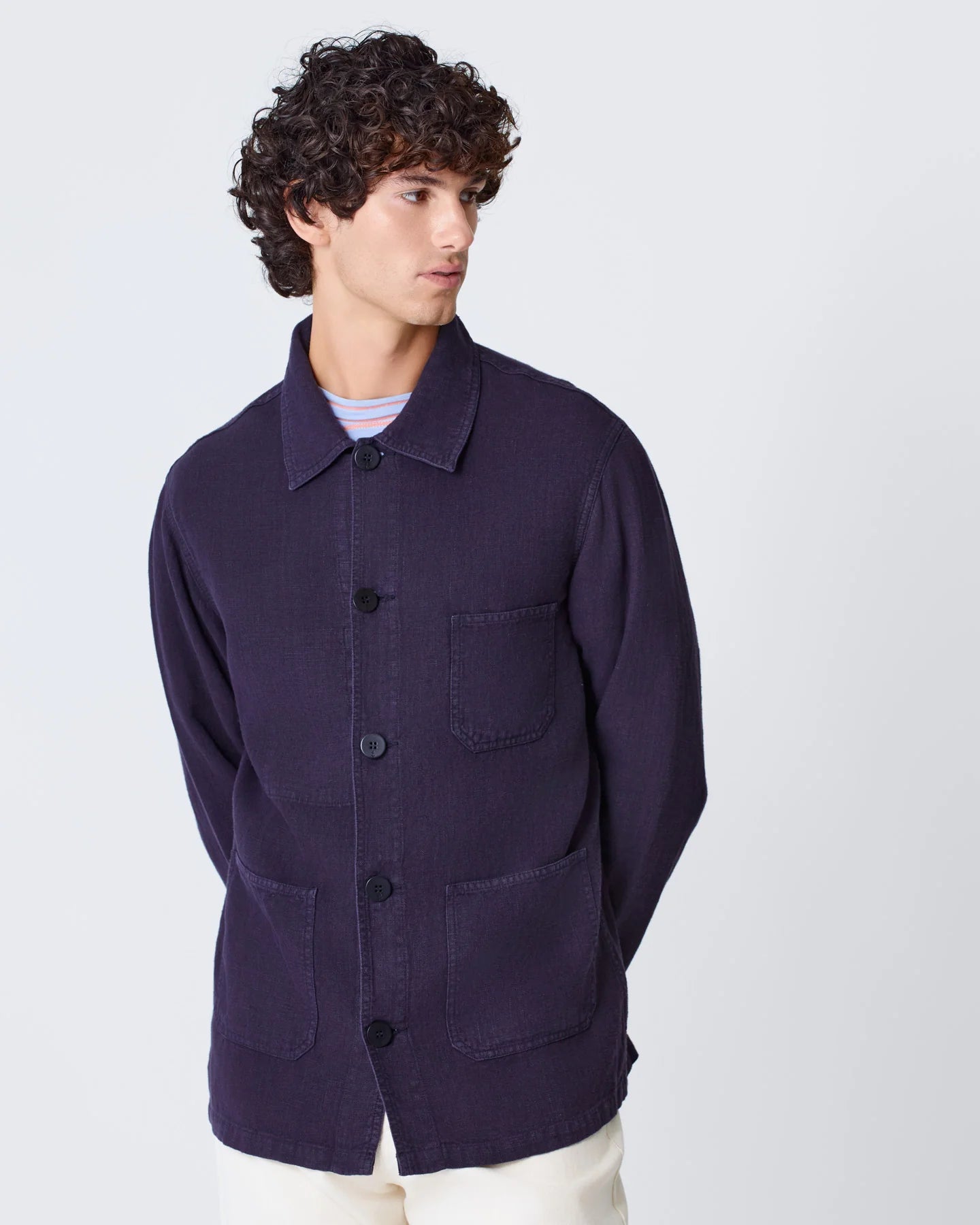 Baptista Worker Jacket - Dark Navy Linen