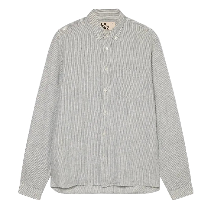 Branco Button Down Shirt - Green Stripes Linen