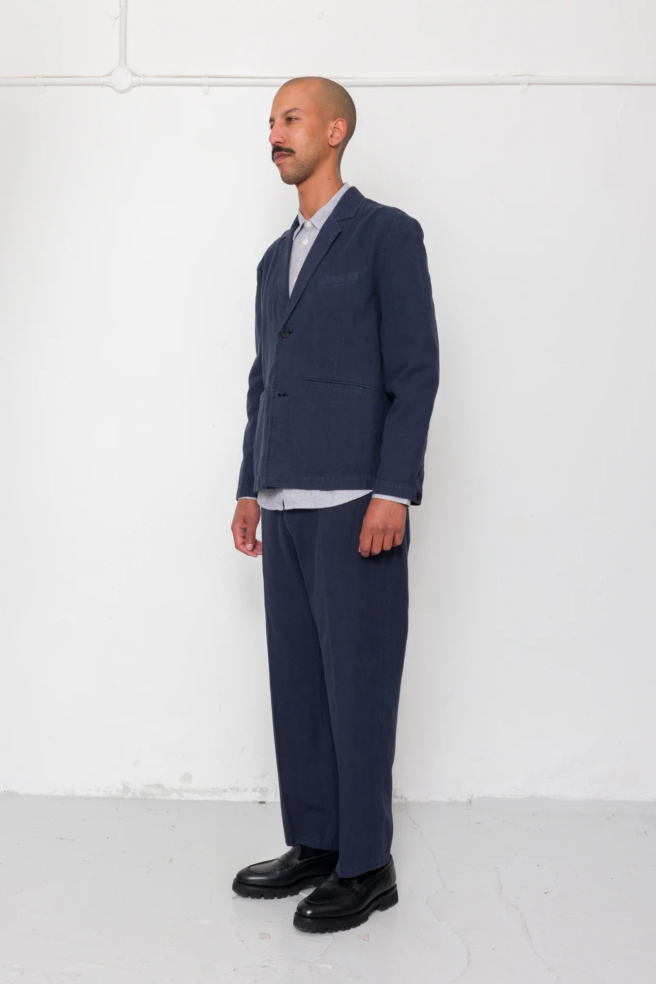 Lunar Blazer - Dark Navy Cotton Linen