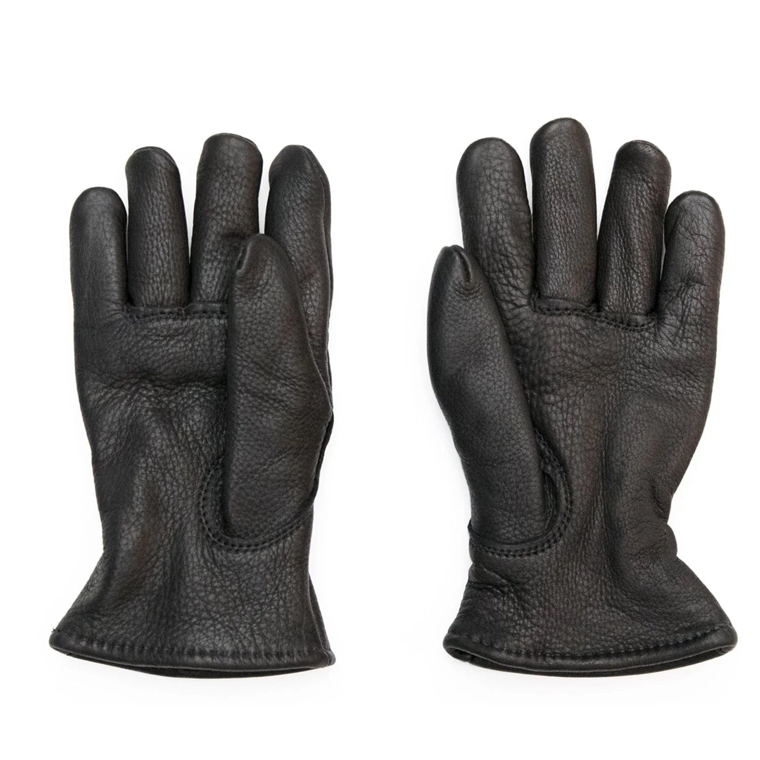 Lined Gloves - Black Buckskin Leather