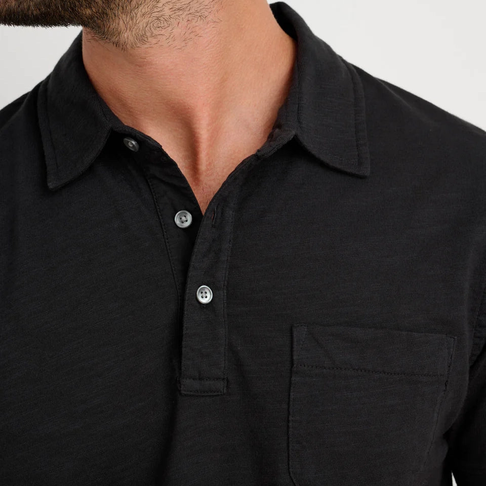 Slub Cotton Polo Shirt - Black