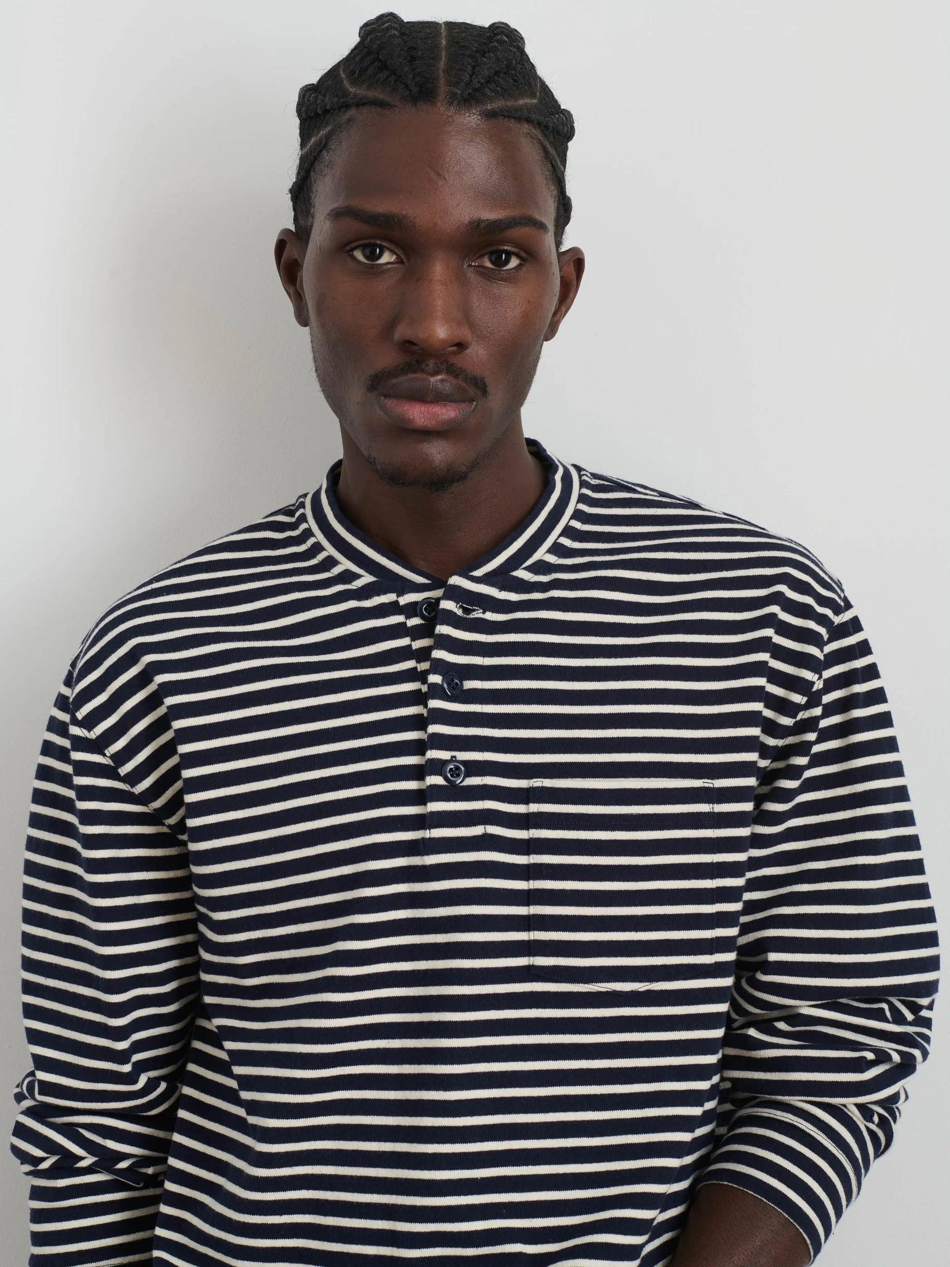 Alan Striped Henley - Navy/Natural