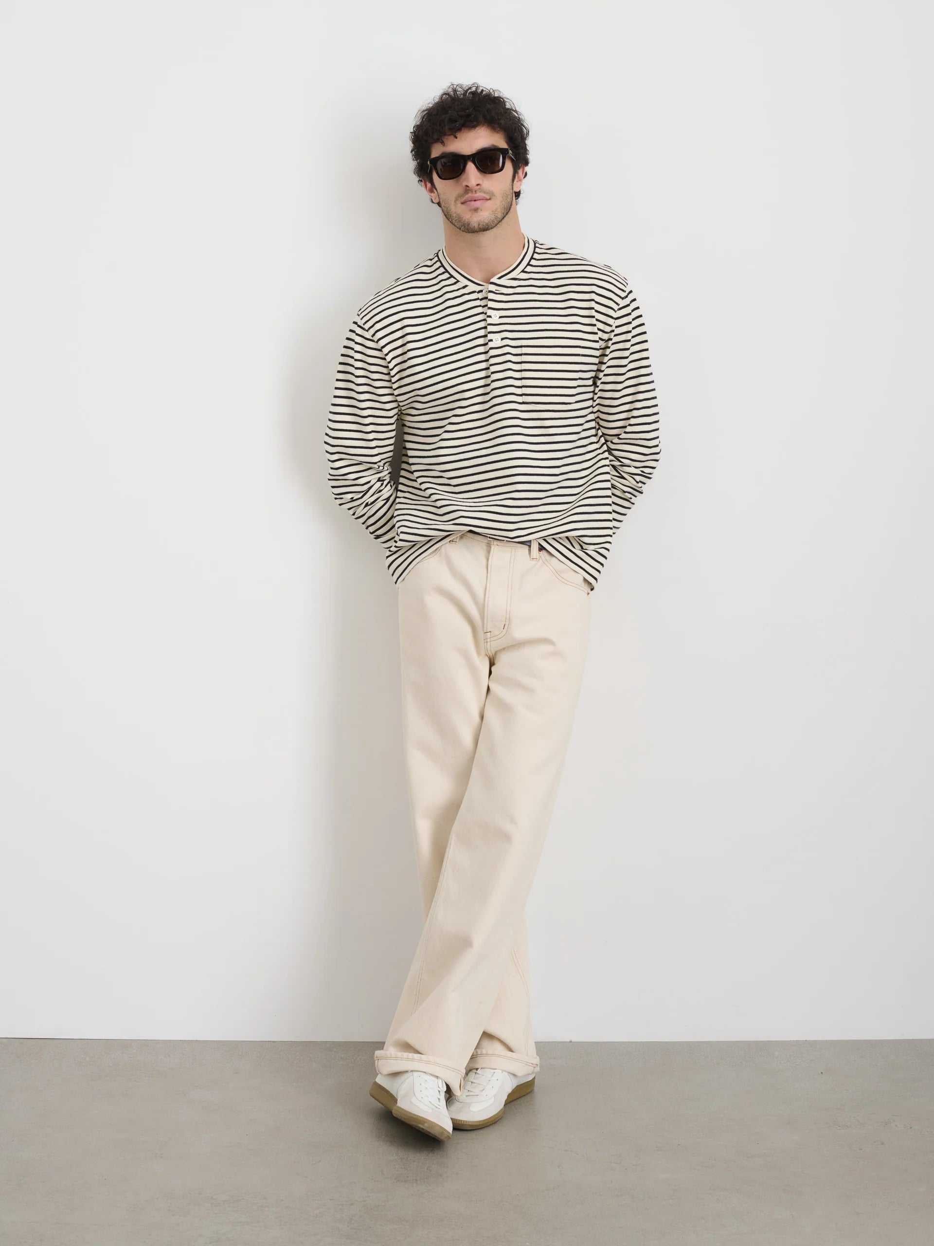 Alan Striped Henley - Natural/Black