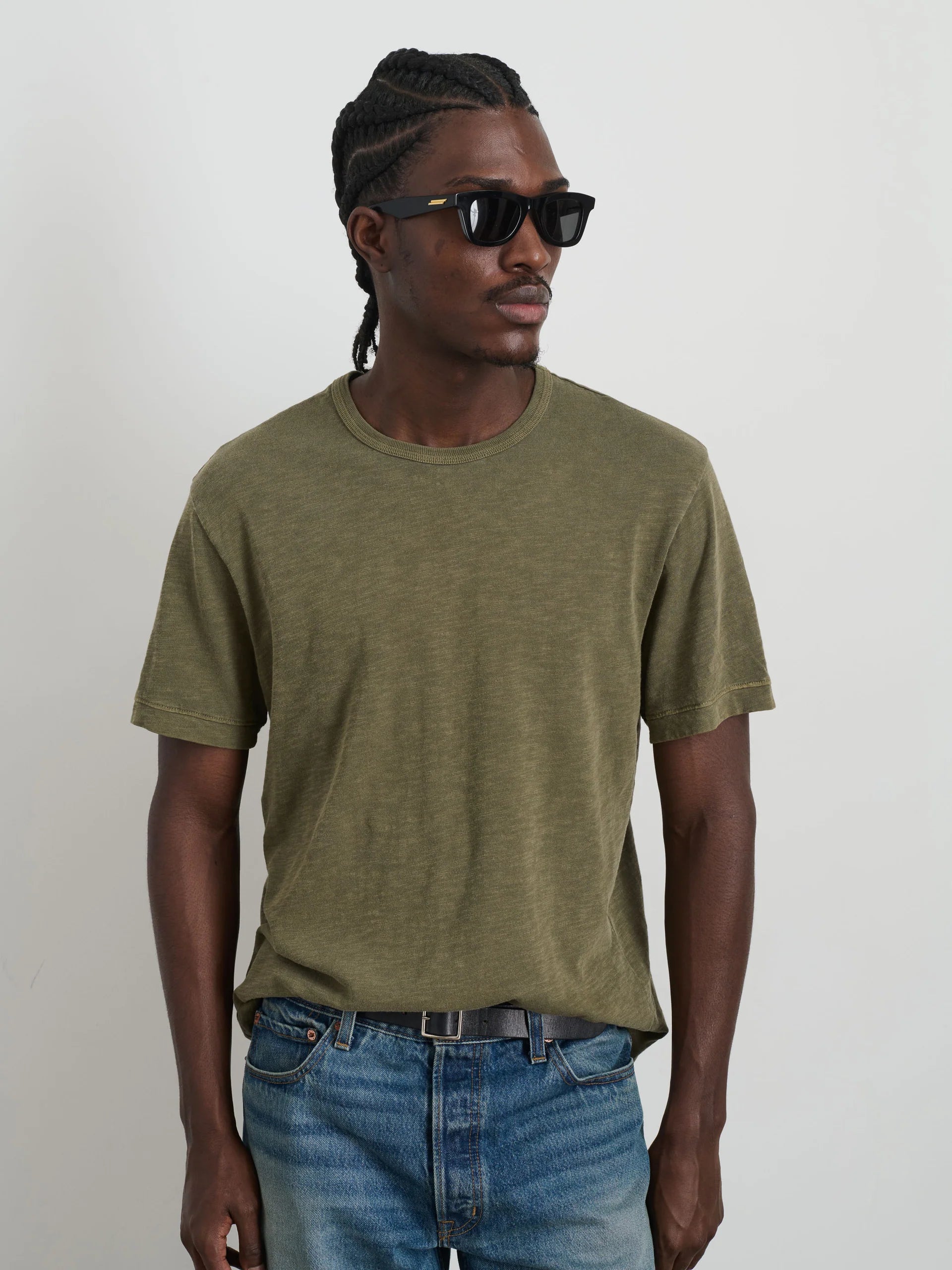 Slub Cotton T-Shirt - Olive Grey