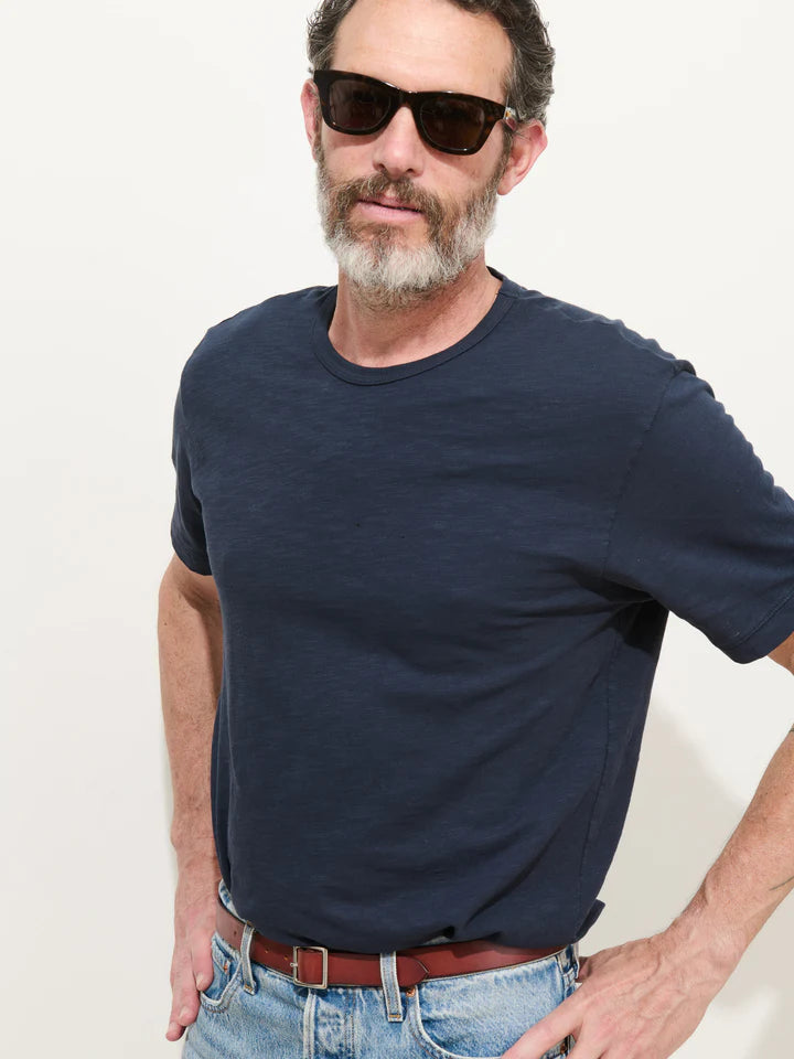 Slub Cotton T-Shirt - Navy