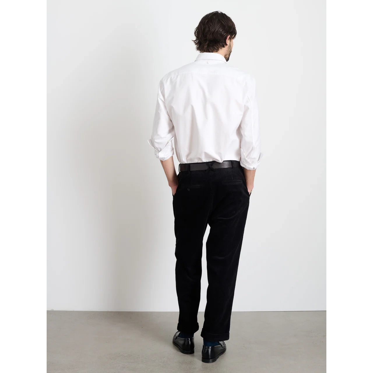 Standard Pleated Pant - Black Corduroy