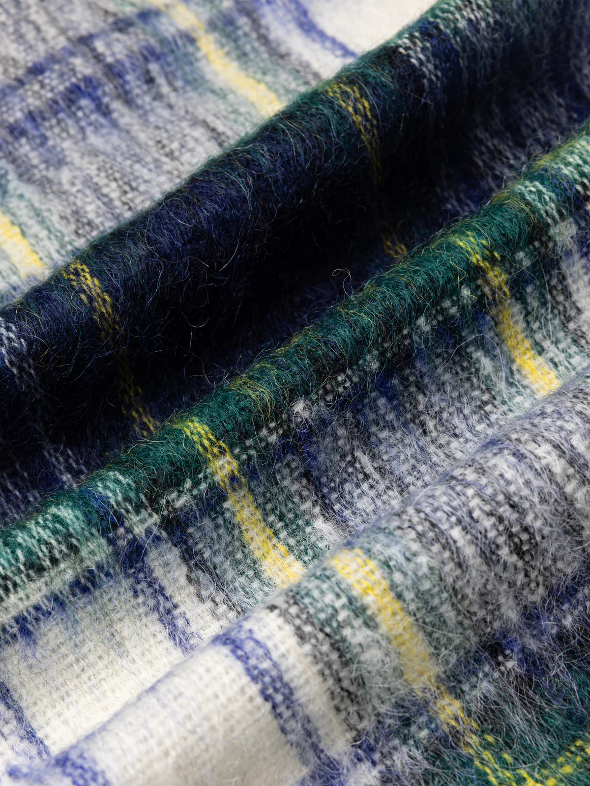 Muir Brushed Scarf - White Check Mohair Blend