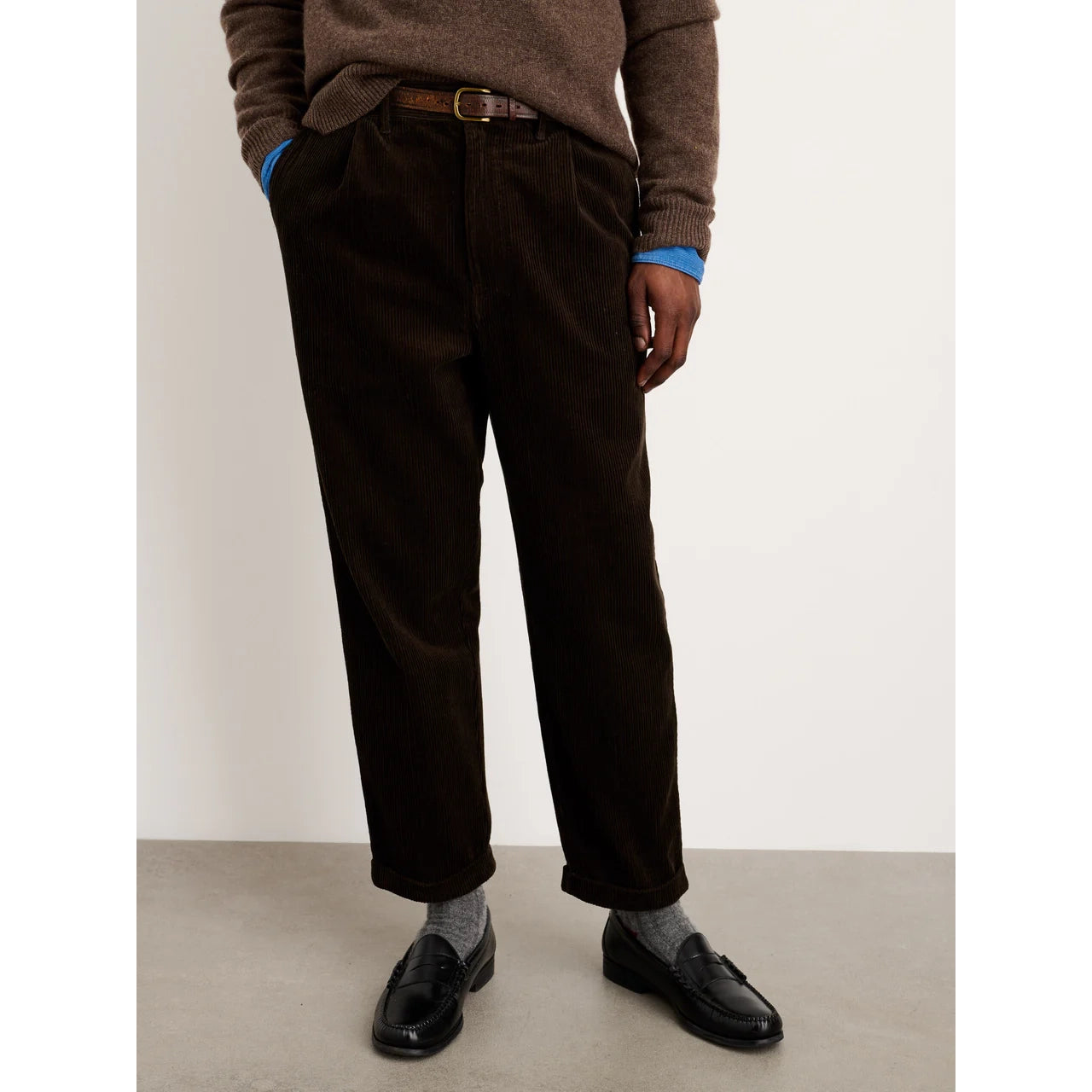 Standard Pleated Pant - Chocolate Corduroy